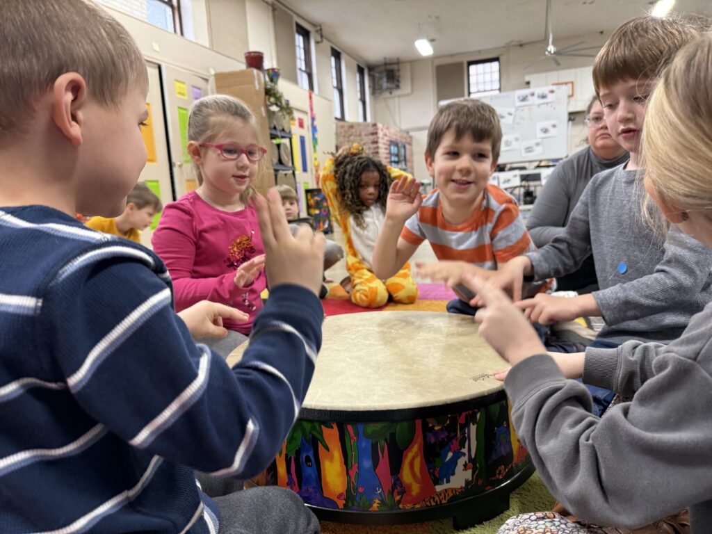 Early childhood music activity at St. James Preparatory Academy