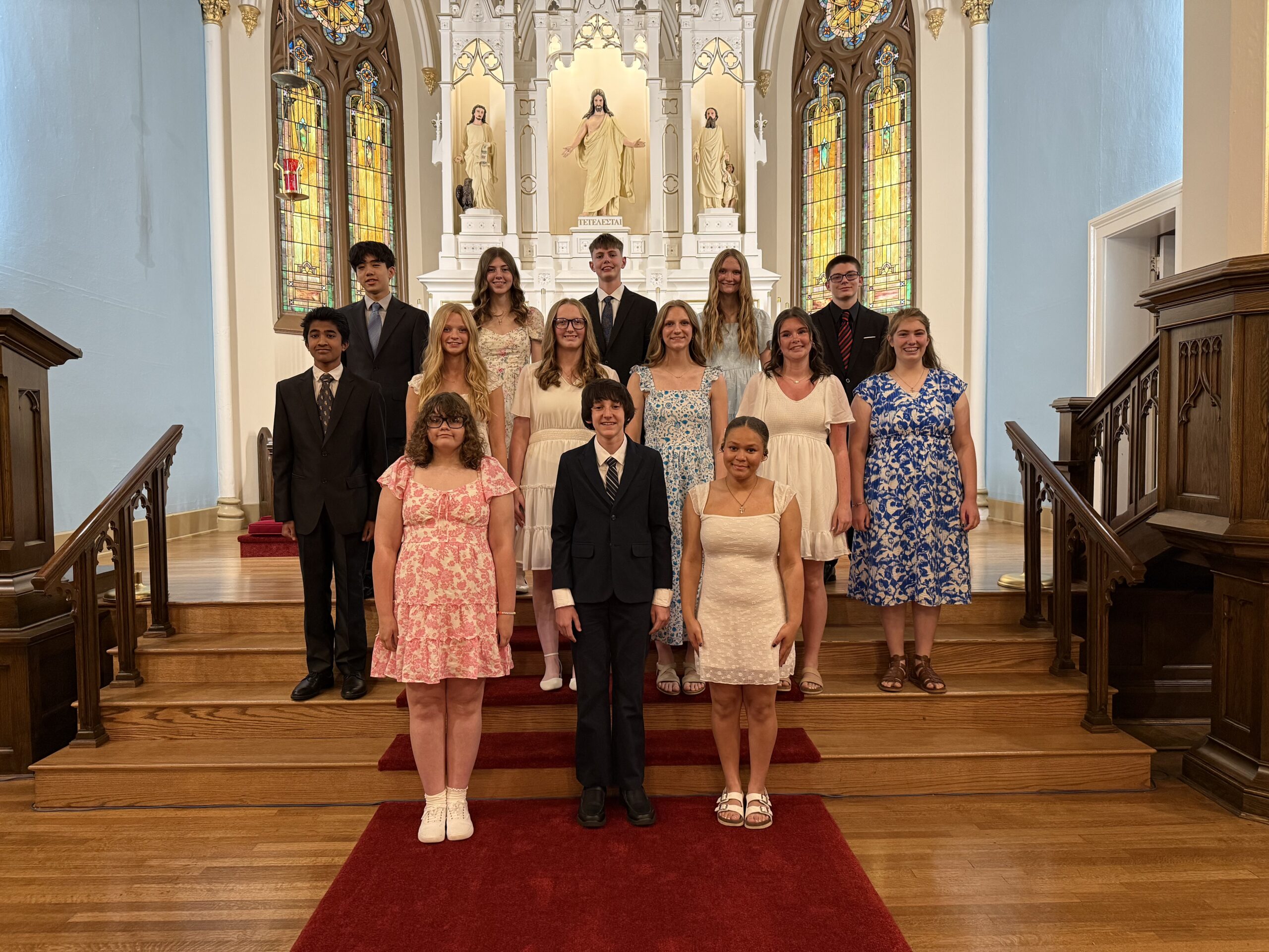 St. James Lutheran School students and teacher in Lafayette, Indiana
